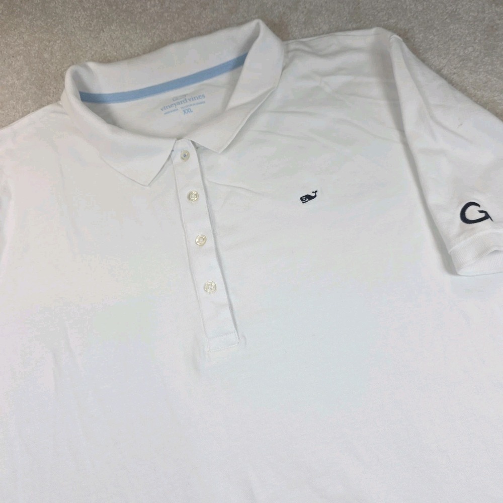 Vineyard Vines Golf Polo Shirt Mens 2XL White Short Sleeve Performance Stretch